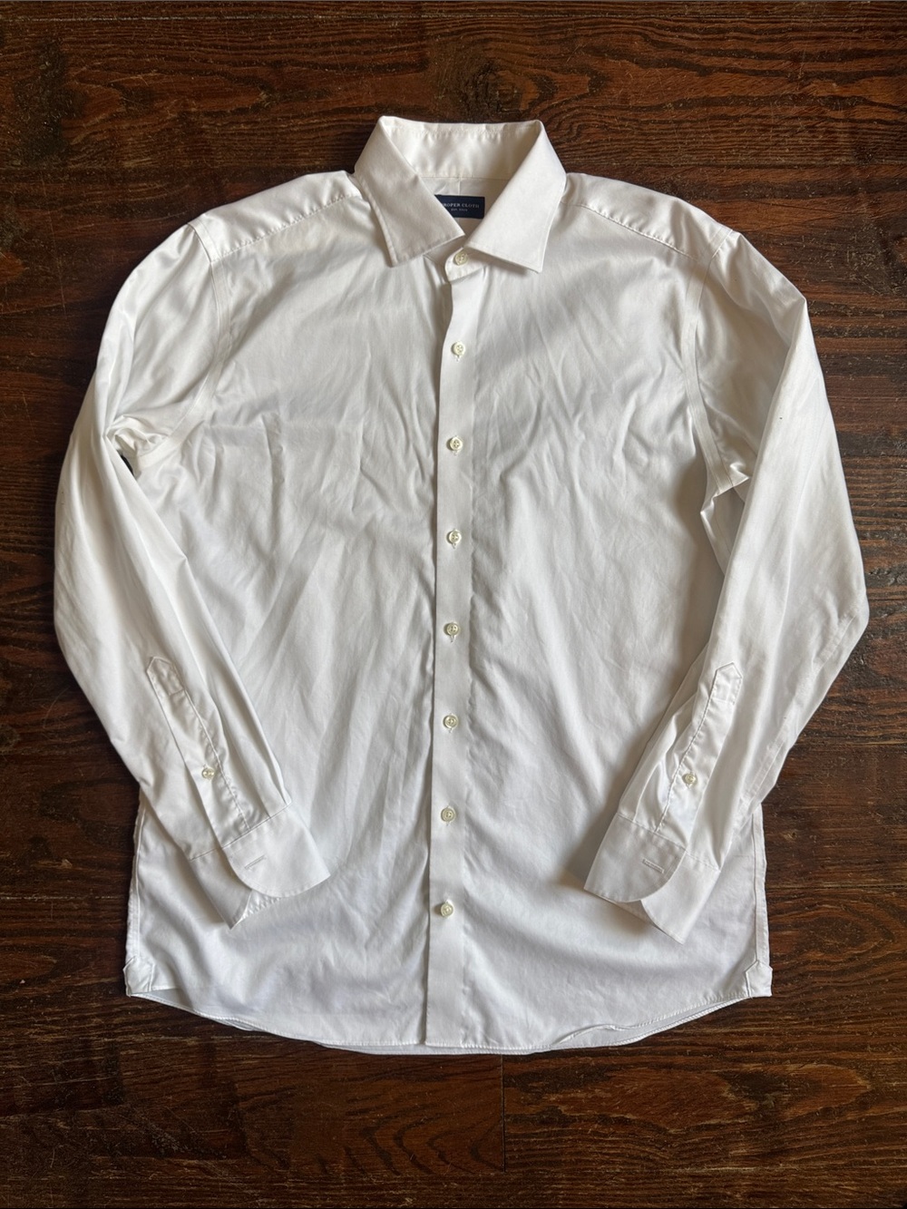 Proper Cloth Men's White Dress Shirt - Modern Point Collar 17/35